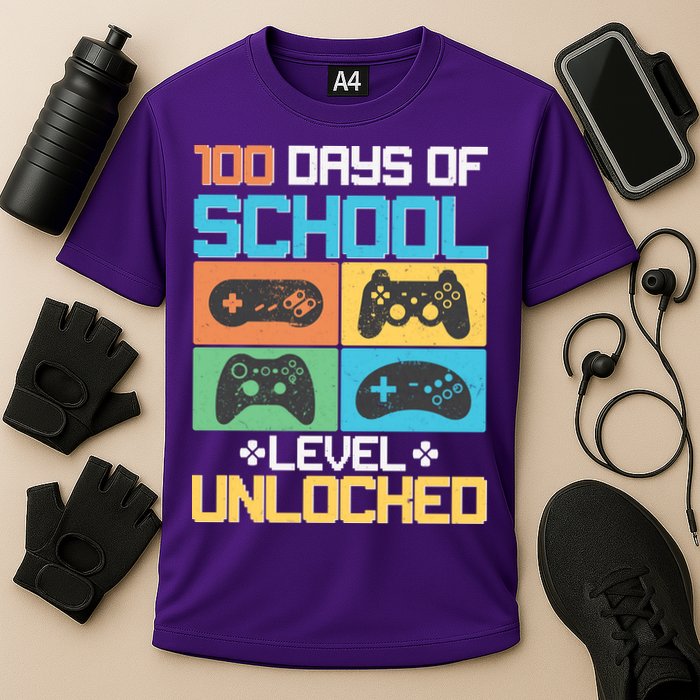 100 Days Of School Level Unlocked Video Game Fan Performance Shirt