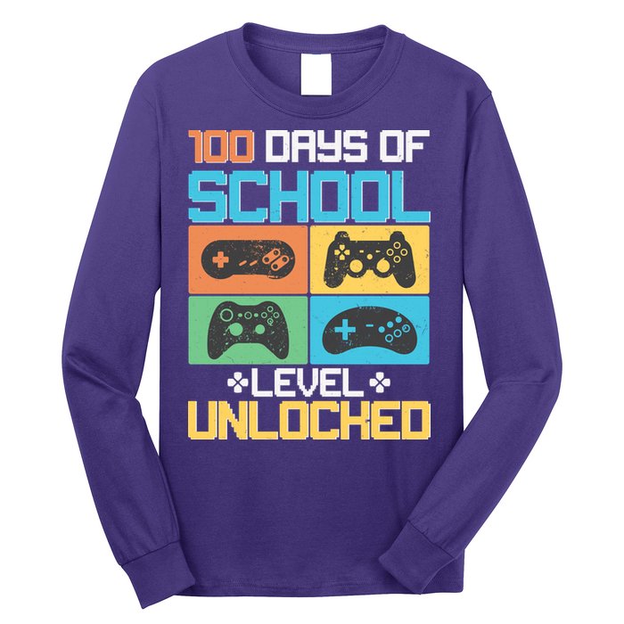 100 Days Of School Level Unlocked Video Game Fan Long Sleeve Shirt