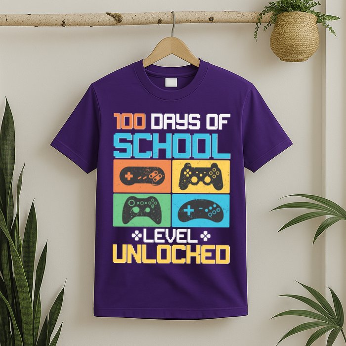 100 Days Of School Level Unlocked Video Game Fan T-Shirt