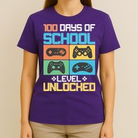 100 Days Of School Level Unlocked Video Game Fan T-Shirt