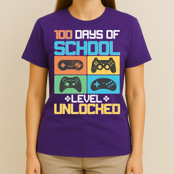 100 Days Of School Level Unlocked Video Game Fan T-Shirt