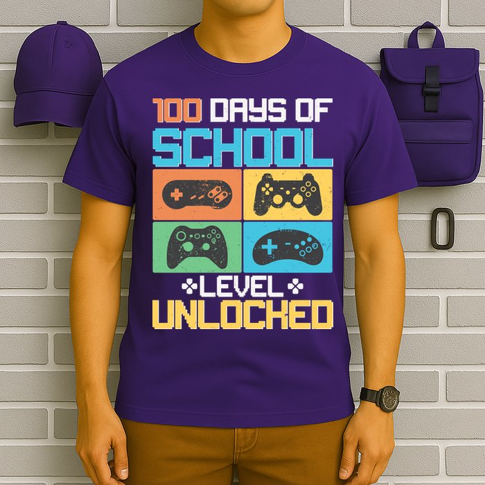 100 Days Of School Level Unlocked Video Game Fan T-Shirt