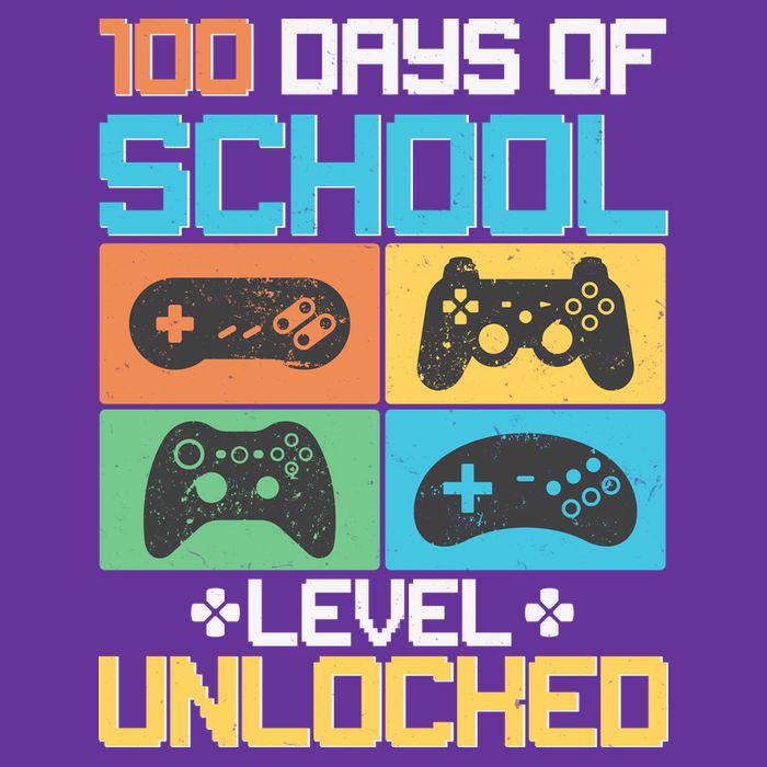 100 Days Of School Level Unlocked Video Game Fan T-Shirt
