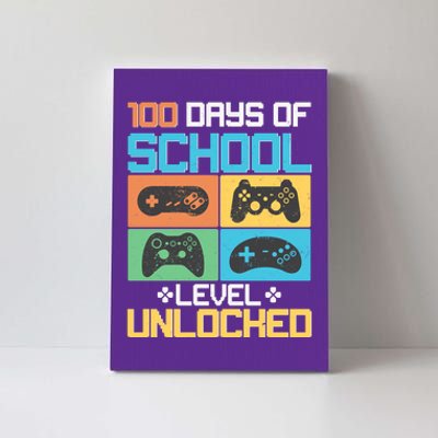 100 Days Of School Level Unlocked Video Game Fan Canvas