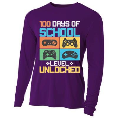 100 Days Of School Level Unlocked Video Game Fan Cooling Performance Long Sleeve Crew