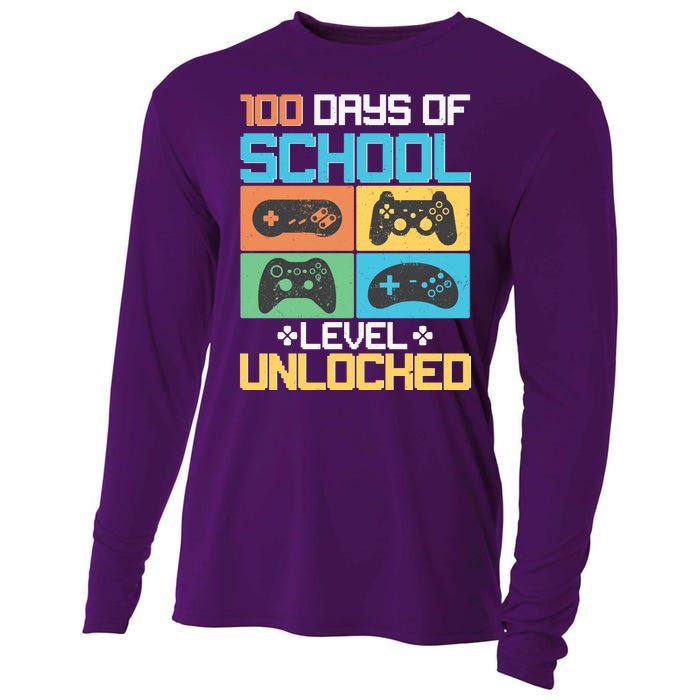 100 Days Of School Level Unlocked Video Game Fan Cooling Performance Long Sleeve Crew