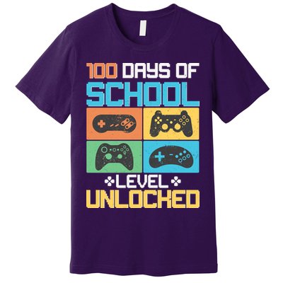 100 Days Of School Level Unlocked Video Game Fan Premium T-Shirt