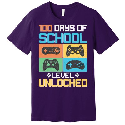 100 Days Of School Level Unlocked Video Game Fan Premium T-Shirt