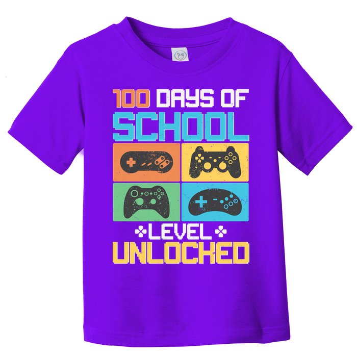 100 Days Of School Level Unlocked Video Game Fan Toddler T-Shirt