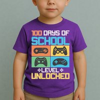 100 Days Of School Level Unlocked Video Game Fan Toddler T-Shirt