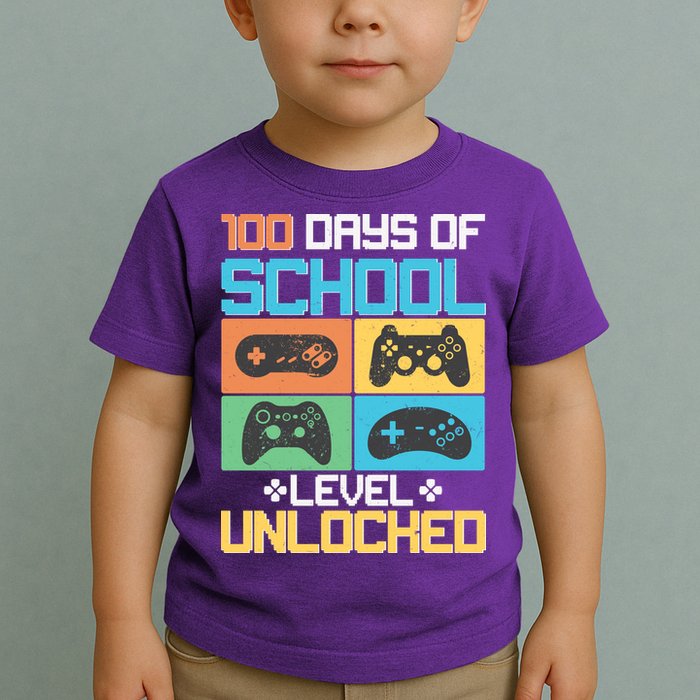 100 Days Of School Level Unlocked Video Game Fan Toddler T-Shirt