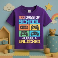 100 Days Of School Level Unlocked Video Game Fan Toddler T-Shirt