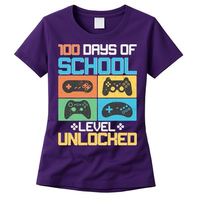 100 Days Of School Level Unlocked Video Game Fan Womens T-Shirt