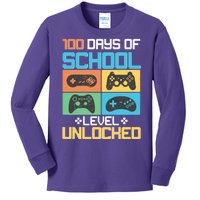 100 Days Of School Level Unlocked Video Game Fan Kids Long Sleeve Shirt