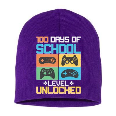 100 Days Of School Level Unlocked Video Game Fan Short Acrylic Beanie