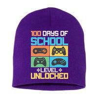 100 Days Of School Level Unlocked Video Game Fan Short Acrylic Beanie