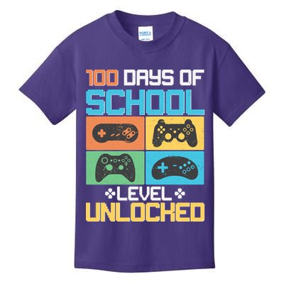 100 Days Of School Level Unlocked Video Game Fan Kids T-Shirt