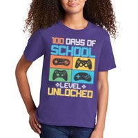 100 Days Of School Level Unlocked Video Game Fan Kids T-Shirt