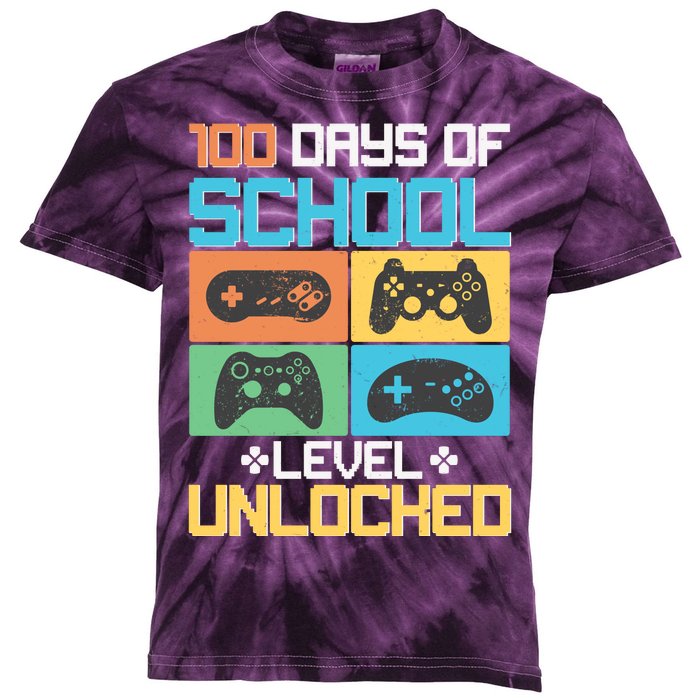 100 Days Of School Level Unlocked Video Game Fan Kids Tie-Dye T-Shirt