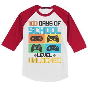 100 Days Of School Level Unlocked Video Game Fan Kids Colorblock Raglan Jersey