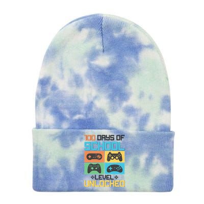 100 Days Of School Level Unlocked Video Game Fan Tie Dye 12in Knit Beanie