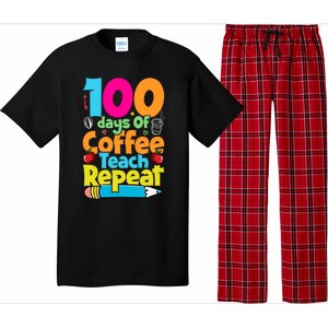 100 Days Of Coffee Teach Repeat Funny Student Teacher Gift Pajama Set