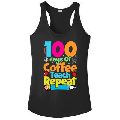 100 Days Of Coffee Teach Repeat Funny Student Teacher Gift Ladies PosiCharge Competitor Racerback Tank