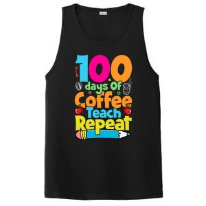 100 Days Of Coffee Teach Repeat Funny Student Teacher Gift PosiCharge Competitor Tank