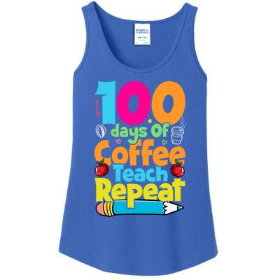 100 Days Of Coffee Teach Repeat Funny Student Teacher Gift Ladies Essential Tank