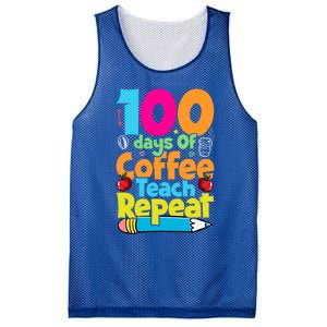 100 Days Of Coffee Teach Repeat Funny Student Teacher Gift Mesh Reversible Basketball Jersey Tank