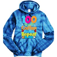 100 Days Of Coffee Teach Repeat Funny Student Teacher Gift Tie Dye Hoodie