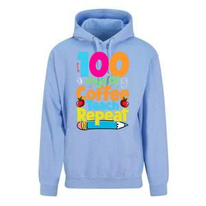 100 Days Of Coffee Teach Repeat Funny Student Teacher Gift Unisex Surf Hoodie