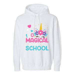 100th Day Of Kindergarten Gift 100 Magical Days Gift Garment-Dyed Fleece Hoodie