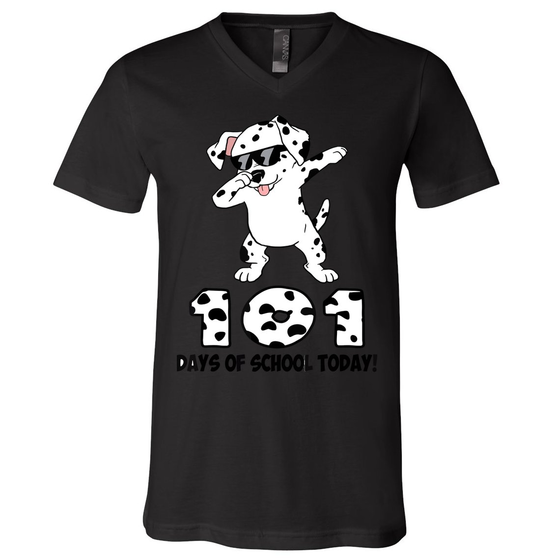 101 Days Of School Dabbing Dalmation Dog Teachers V-Neck T-Shirt