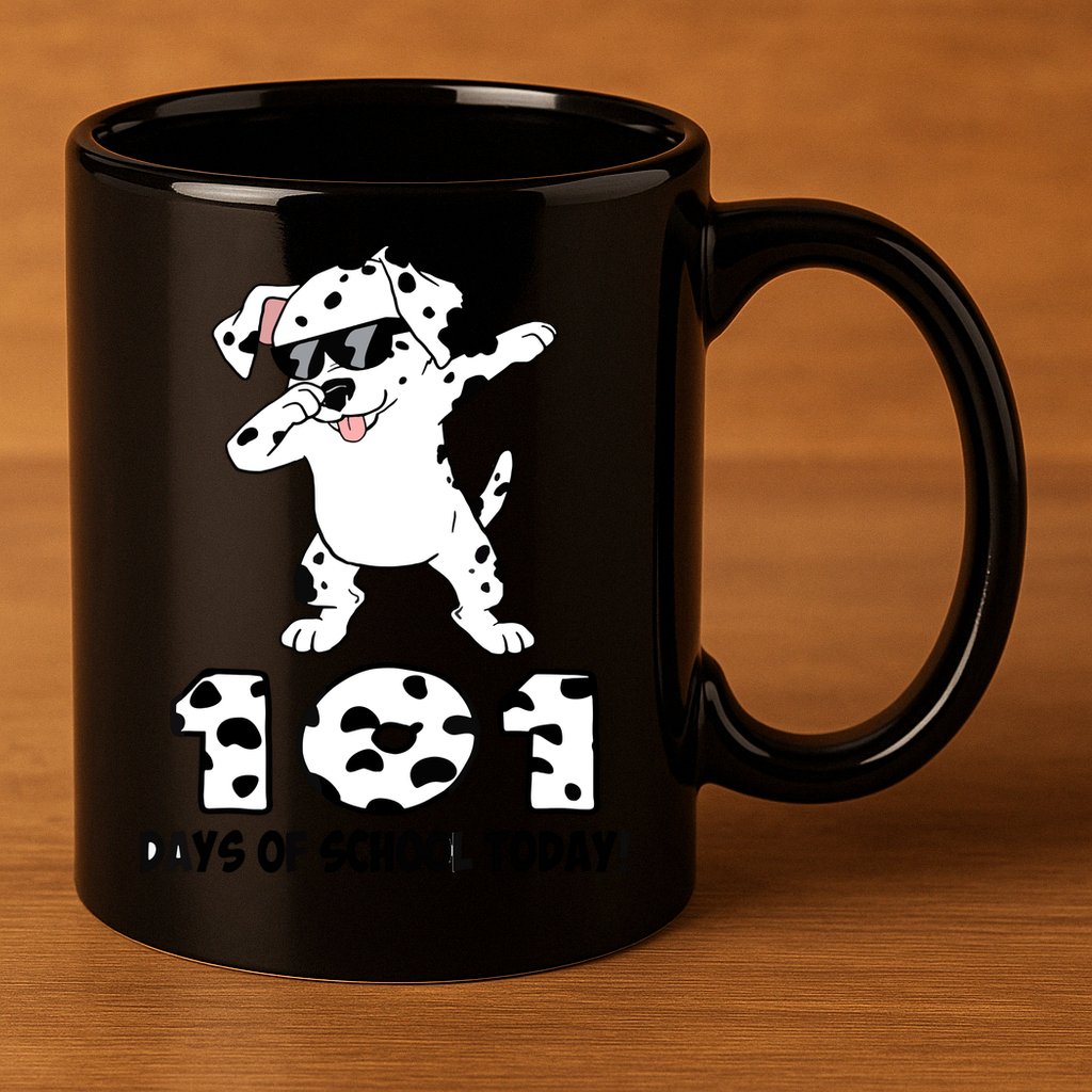 101 Days Of School Dabbing Dalmation Dog Teachers 11oz C Handle Ceramic Mug
