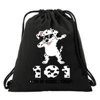 101 Days Of School Dabbing Dalmation Dog Teachers Drawstring Bag
