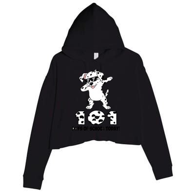 101 Days Of School Dabbing Dalmation Dog Teachers Crop Fleece Hoodie