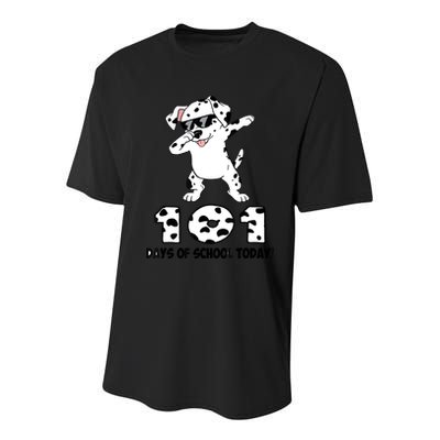 101 Days Of School Dabbing Dalmation Dog Teachers Youth Performance Sprint T-Shirt