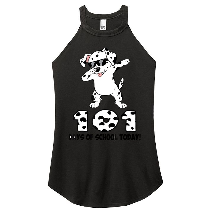 101 Days Of School Dabbing Dalmation Dog Teachers Women's Perfect Tri Rocker Tank