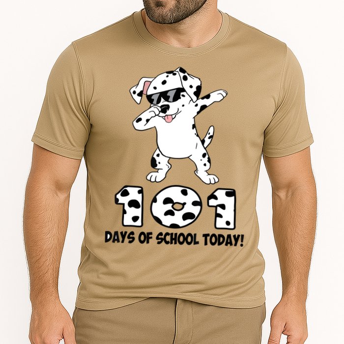 101 Days Of School Dabbing Dalmation Dog Teachers Cooling Performance Crew T-Shirt