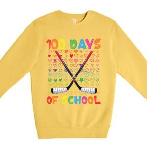 100 Days Of School Teacher Student Ice Hockey Gift Premium Crewneck Sweatshirt