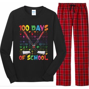 100 Days Of School Teacher Student Ice Hockey Gift Long Sleeve Pajama Set