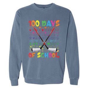 100 Days Of School Teacher Student Ice Hockey Gift Garment-Dyed Sweatshirt