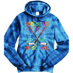 100 Days Of School Teacher Student Ice Hockey Gift Tie Dye Hoodie