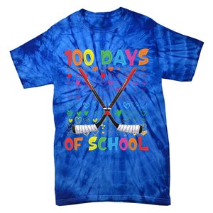 100 Days Of School Teacher Student Ice Hockey Gift Tie-Dye T-Shirt