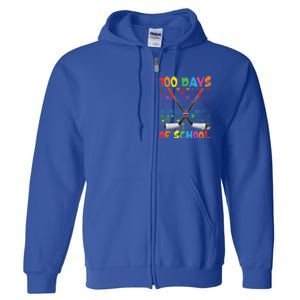 100 Days Of School Teacher Student Ice Hockey Gift Full Zip Hoodie