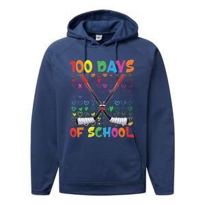 100 Days Of School Teacher Student Ice Hockey Gift Performance Fleece Hoodie