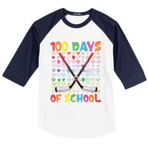 100 Days Of School Teacher Student Ice Hockey Gift Baseball Sleeve Shirt