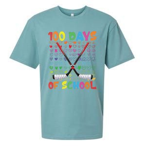 100 Days Of School Teacher Student Ice Hockey Gift Sueded Cloud Jersey T-Shirt