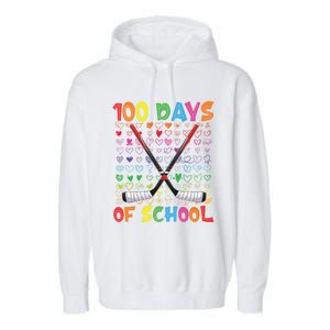 100 Days Of School Teacher Student Ice Hockey Gift Garment-Dyed Fleece Hoodie